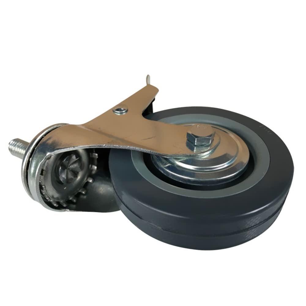 FREAZE 4 Schwerlastrollen 240kg/350kg, M10/M12 Lenkrollen Mit Gewinde Transportrollen Mit Stengel Möbelrollen Mit Bremse, 75mm Räder Für Palettenmöbel (Color : 4*with Brake, Size : 3in-M10)