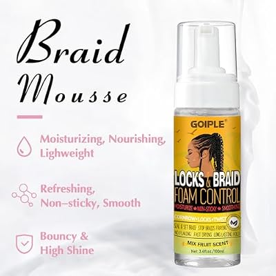 Extra Hold Styling Gel and Mousse for Braids, Twists, Locs, Cornrows - Frizz Taming, Smoothing & Edge Control with Rosemary Hair Growth Oil (Bonus: Hair Combs, Bonnet, Clips)