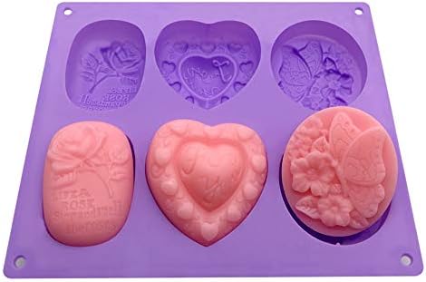 Helpcook Silicone Soap Molds,6-Cavity Silicone Molds for Chocolate Jelly Candy Making,Ice Cube Trays Soap Making Mold(Purple)