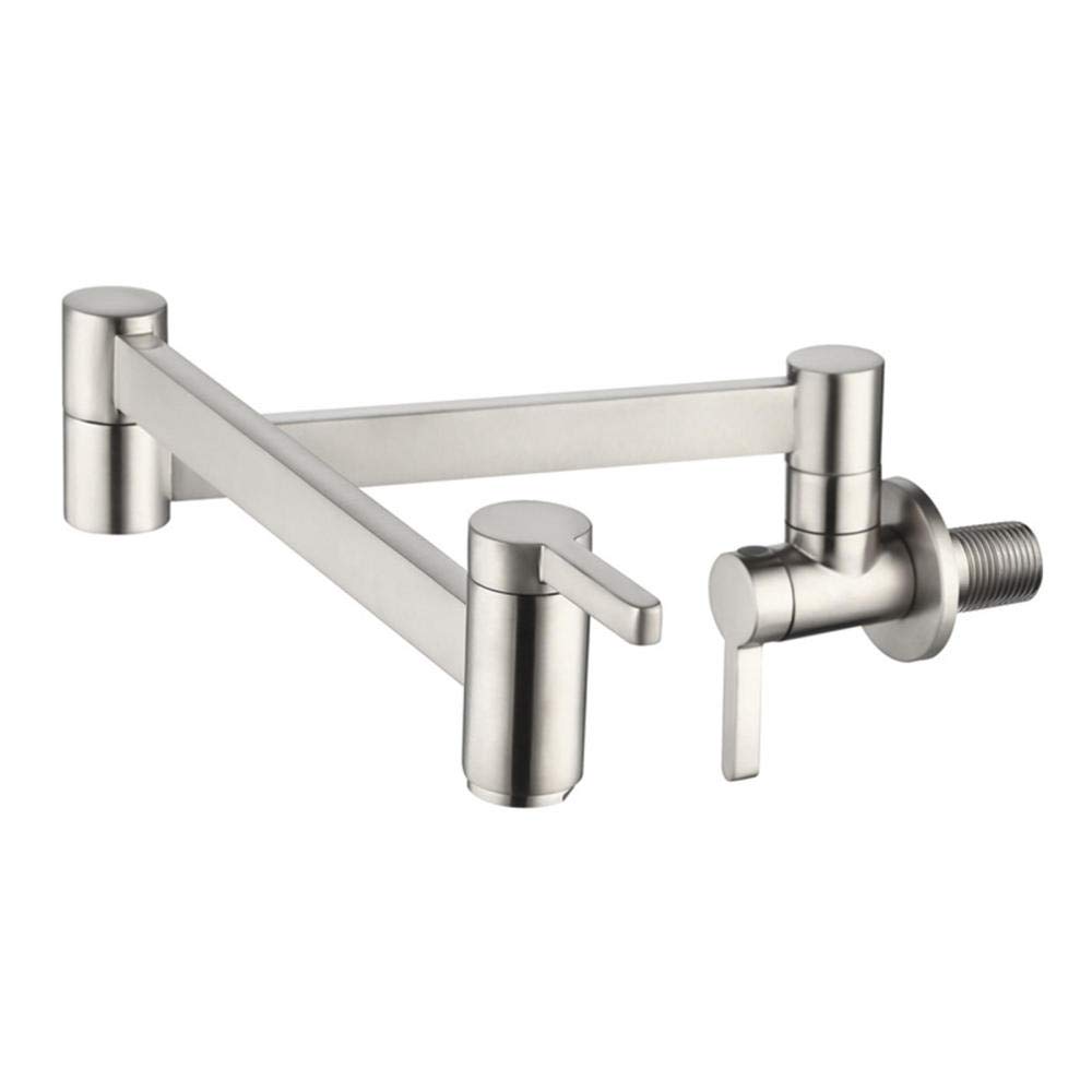 ZYCHSJXA Kitchen Bath Taps for Pot Filler Wall Mounted, Double Handle Cold Water Tap Brass 360 Swivel, Faucet Sinks Tap-Drawing