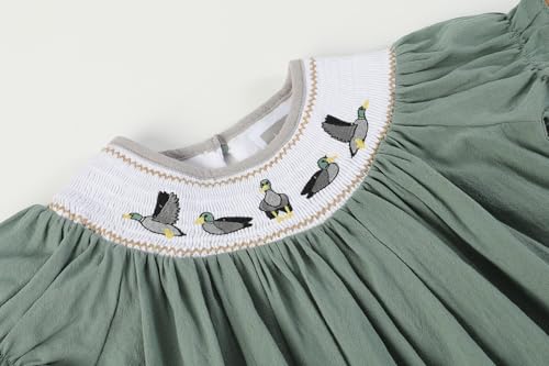 Sage Green Mallard Smocked Bishop Dress3
