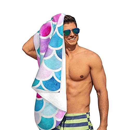 Jasmoder Mermaid Scale Beach Towel Blanket Quick Dry Large Bath Towel Beach Swimming Pool Bath Shower Towel Oversized For Travel Camping 32"*51" #TOP2