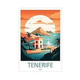 QOGDAF Tenerife Travel Spain - Póster de lienzo para decoración de dormitorio, oficina, habitación, regalo, 40 x 60 cm