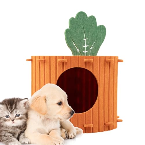Caverne-lit pour chat cabane détachable et panier carotte animaux de compagnie