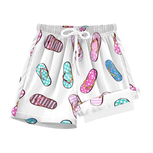 YANENDIE Boy Swim Trunks with Compression Liner Striped Flip-Flops Boys Swim Shorts Quick Dry Beach Shorts