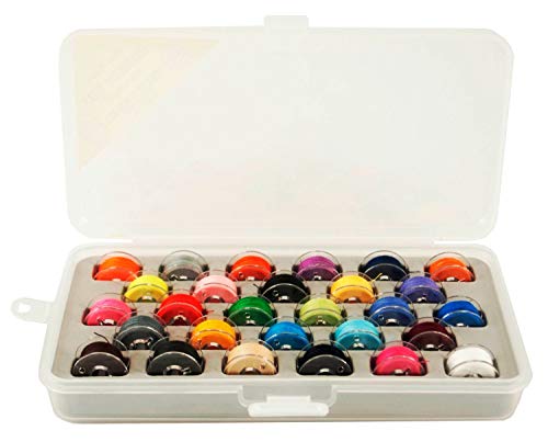 Tidy Craft – Bobbin Box Organizer - One High Quality Durable Case With Snap Tight Lid For Your Sewing And Quilting Needs - Holds 28 Bobbins Wound Includes Assorted Color Dacron 402 Thread #TOP2