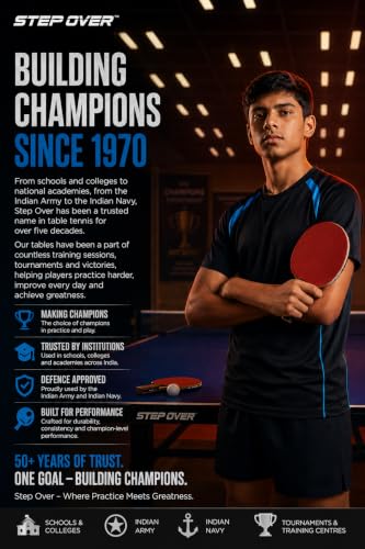 Image of STEP OVER Championship Blue 25MM Heavy Duty ||Laminated Top 25mm || SuperFast High Performance || Schools||Resorts||Clubs|| TT Academy ||Free TT Table Cover + 2 TT Racket & Balls||Limited Edition 2026