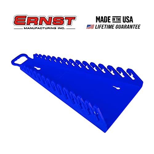Image of Ernst Manufacturing 5155 15-Wrenches Reverse Gripper Portable Wrench Organizer - Durable Flexible Grip, Easy Wrench Removal, Holds 1 /4 inch to 1 1 /8 inch & 6-20 mm, Blue
