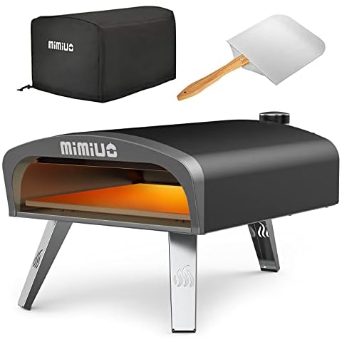 Mimiuo Portable Gas Pizza Oven with 13" Pizza Stone & Foldable Pizza Peel for Outdoor Cooking - Finished with Black Coating (Classic G-Oven Series) Cover