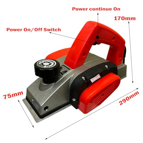 Image of Inditrust Dumdaar Electric Wood Planer 82mm 750W (Red) | Corded Professional Wood Planing Machine with Accessories | Heavy Duty Hand Planer for Carpentry, Furniture & DIY Work