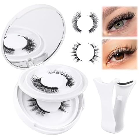 Magnetic Eyelashes Natural Look Reusable Magnetic Lashes with Applicator No Glue Needed False Eyelashes 2 Styles Mixed Magnetic Eyelashes without Eyeliner Waterproof Clear Band Lashes by Yawamica Cover