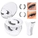 Magnetic Eyelashes Natural Look Reusable Magnetic Lashes with Applicator No Glue Needed False Eyelashes 2 Styles Mixed Magnetic Eyelashes without Eyeliner Waterproof Clear Band Lashes by Yawamica