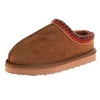 Josmo Girls Boys Kids Slippers Thick Sole - Comfy Moccasins Slides Faux Fur Soft Bedroom Foam House Shoes - Wheat (size 13 Little Kid)