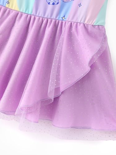 Image of Disney Frozen Elsa Princess Stitch Minnie Girls Ballet Leotards Ruffle Sleeve Shiny Leotard Dance Dress Ballerina Outfit 2-9Y