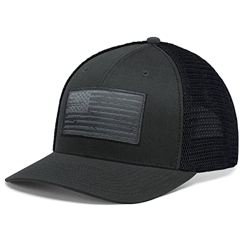 Image of American Flag Hat, Baseball Cap for Men Women, Adjustable Snapback Hats USA Flag Trucker Hat Black