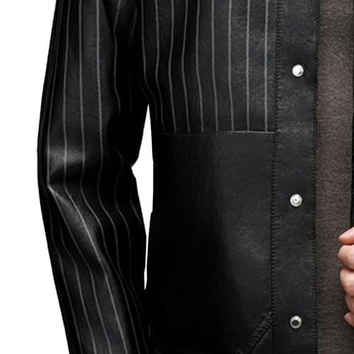Chaqueta bomber de cuero vintage rayada para hombre miniatura 6
