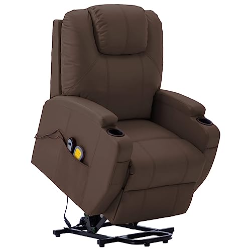 CHARMMA Stand Up Massage Chair Brown Faux Leather,PVC,Iron Large,Electric Massaging Chairs-289759