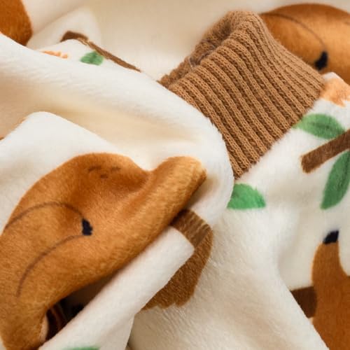 Image of Fitwarm Sloth Dog Fleece Pajamas, Soft Winter Clothes for Small Dogs Boy Girl, Funny Pet Outfit, Brown, Cream, Large
