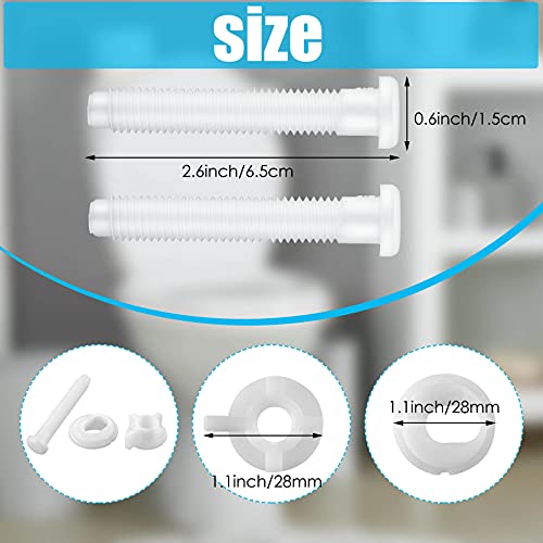 Toilet Seat Screws Replacement Plastic Toilet Seat Hinge Bolt Screws With Plastic Nuts And Washers Parts Kit For Fixing The Top Toilet Seat, White (2 Pieces) #TOP1