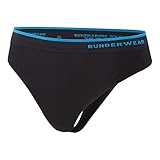 Runderwear Women's Thong - Chafe-Free Running Underwear (Black, Medium (US 6-8))