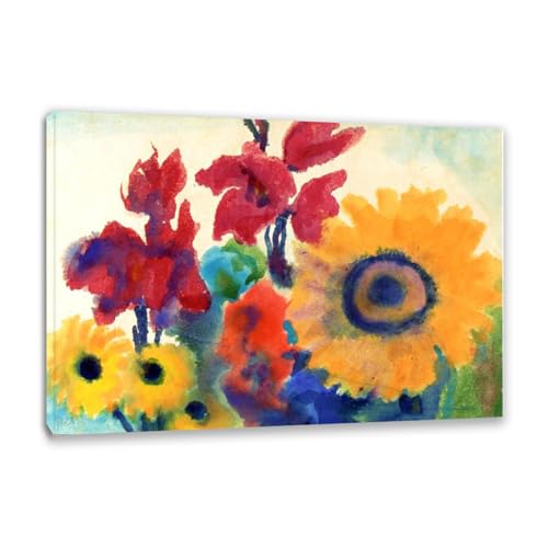 Impression sur toile de tableaux célèbres : tableau fleurs vibrant encadré 30x45cm