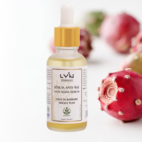 Sérum Visage Nourissant Anti-age 100% Naturel- Huile de Figue de Barbarie & Huile d'Argan -30 ml-Non gras-Nourrit, Répare, Protège, Atténue les tâches, illumine le teint terne et fatigué