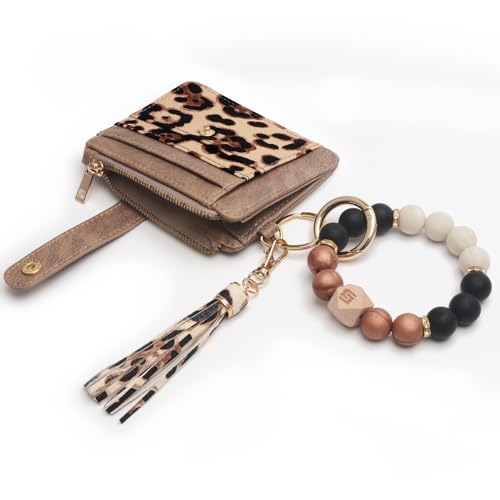 Image of COOLANS Silicone Bracelet Wristlet Wallet Credit Card Holder RFID ID Window Key Ring Tassel Slim Wallet Women Keychain Purse