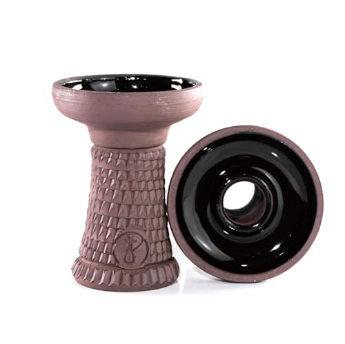 HISPACACHIMBA HC BLACK EDITION - Cazoleta Cachimba Phunnel HC BLACK EDITION Shisha | Hookah Bowl Tazón de Ceramica Barro Negro Rugoso Compatible con HMD Kaloud & Papel de Aluminio