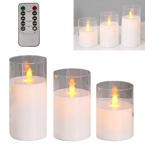 BTtime LEDキャンドルライト 3点セット LEDライト キャンドル 暖色光 ロウソク 専用リモコン付き 電池式 明るさ調整 火を使わない 本物の炎のようにゆらめく 省エネ 安全（ホワイト）