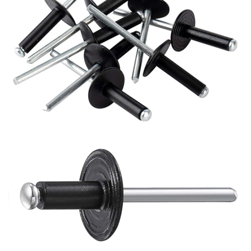 Image of 80 Pcs Large Flange Rivets Kit, M4.8 x 13mm Black Pop Rivets Aluminum Blind Rivet Assortment, Rivets for Metal, Plastic Wood Sheet Mounting, DIY (M4.8 x 13)
