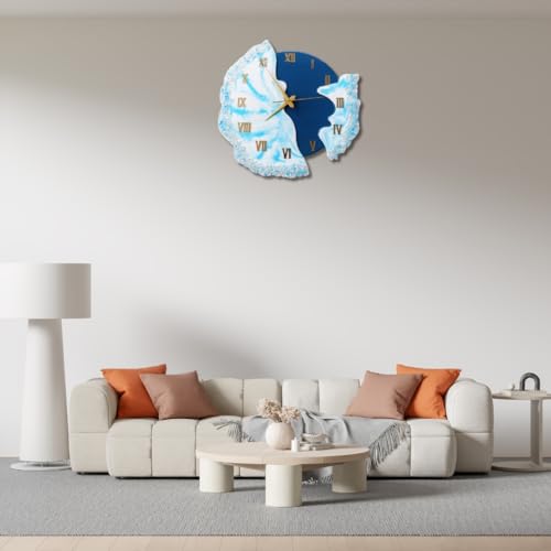 Image of Rise n Shine DIY Resin Clock Making Kit - 12 Inch Round MDF Base (4.5mm) with 18mm Quartz Clock Movement & Fancy Needles for Resin Art Wall Clock(Pack of 1) (Golden Style 1)