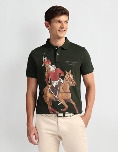 Image of U.S. Polo ASSN. Printed Polo T Shirts for Men - 100% Cotton, Half Sleeve Mens Tshirt