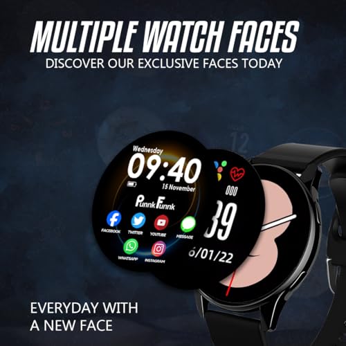 Image of PunnkFunnk EVO Vista Smartwatch, 1.3 inch HD Display Bluetooth Calling, Fitness & Sleep Tracker, 100+ Sports Modes, IP67 Waterproof Compatible with Android & iOS(Black)