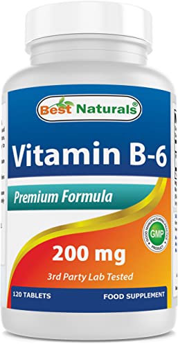 Best Naturals Vitamin b6 200mg for Adults, 120 Tablets (120 Count (Pack of 1))