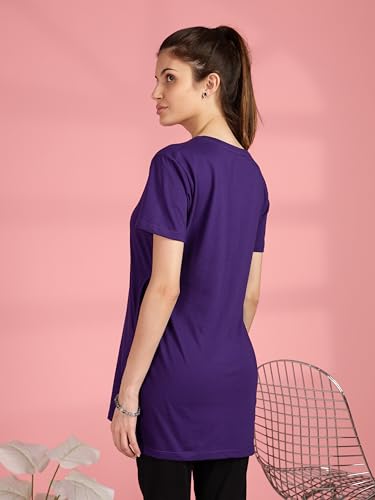 Image of 9shines Label Cotton Plus Size Long T-Shirt Tunic | Hip Covering Regular Top Nightwear| Sleepshirt Lounge wear for Women with Pocket (M-7XL)