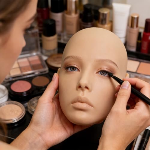FGXY Make-up Trainieren Bausatz,silikon gesicht, Professionelle Mannequin Kopf Set, Wiederverwendbare Silikon Übungsmaske, Praktische Geschenke für Make-up Artists und Kosmetikerinnen(gelbe Haut)