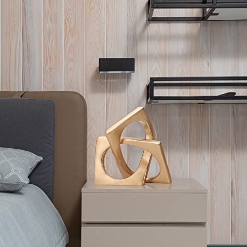 Modern Geometric Sculpture Gold Knot Statue Decor, Home Gold Bookcase Centerpiece Jax Decorative, Geometric Tabletop Sculpture And Figurines, For Golden Home Decor Accent, Cube Decorative Ornaments #TOP6