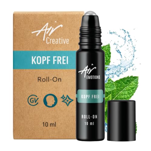 Air Creative Kopfschmerzen Roll On Kopf frei mit BIO Pfefferminzöl - kühlend bei Kopfweh Anspannung & Stress - praktisch für unterwegs