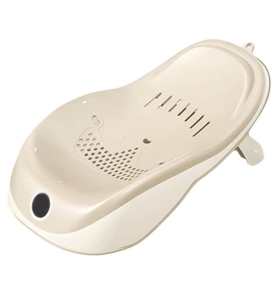 折りたたみ式のベビーバスベッド、TPE柔らかいゴム素材、ソフト、滑り止め、収納しやすいスペースを取らない、背骨を守るために、排水穴付き (薄茶色)