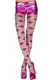 MUSIC LEGS Women's Multi Color Argyle Pantyhose, Hot Pink/Grey/White, One Size