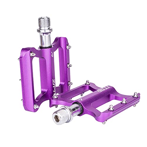 Colcolo 9/16 'Bike Flat Pedals, Leichte Bergstraße Fahrradplattform Pedals Du Versiegelte Lager rutschfeste BMX MTB Mountain Road Fahrradpedale, Lila