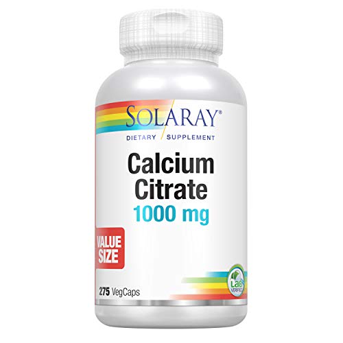 Solaray Calcium Citrate 1000 mg | Healthy Teeth, Bones, Nerve, Muscle & Heart Function Support | 68 Serv, 275 VegCaps