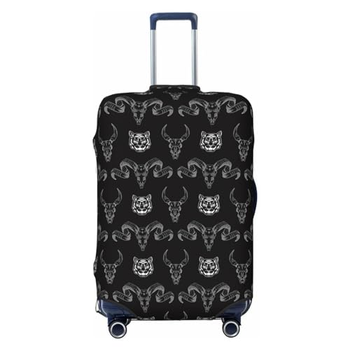 Ram and Tiger Skulls Luggage Cover Washable Elasticated Luggage Covers for Suitcase tsa Approved Stylish Dust and Scratch Resistant Luggage Case Protector