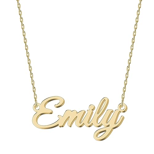 UMAGICBOX Personalized 18K Gold Name Necklace Emily - Customizable Engraved Stainless Steel Pendant for Women - Unique Gift for Birthdays Anniversaries Graduations and Valentines Day