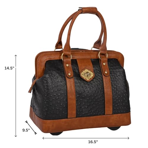 Image of JKM & Company Rolling Laptop Bag for Women | Designer Wheeled Briefcase | Fits 13-17 inch Laptops | Office Travel Computer Case