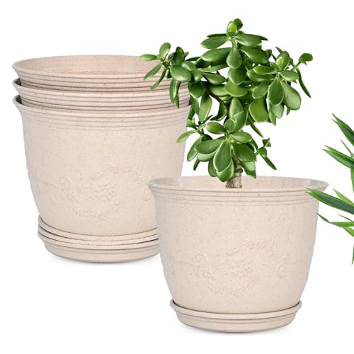 Eha Earth-Friendly 8" Leafy Planters with Tray |Set of 4| Bamboo ...