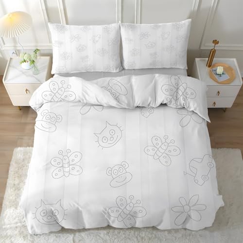 Funda Nórdica Cama 180 Mariposa, Funda Edredon 240x260cm Microfibra Suave, Ropa de Cama Flores 3 Piezas - Funda Nordica Acuarela y 2 Funda de Almohada 50x75 con Cremallera, Y-152