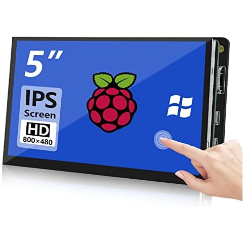 HMTECH 5'' Raspberry Pi Screen Touchscreen Monitor 800x480 HDMI Monitor with IPS Screen LCD Display for Raspberry Pi 400/4/3/2/Zero/B/B+, Banana Pi, Jetson Nano, Windows 7/8/10/11 Cover