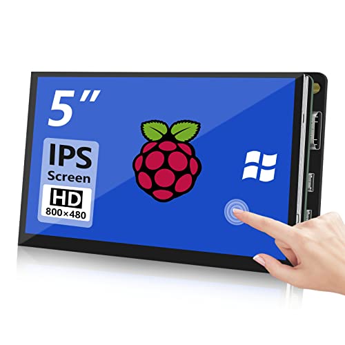 HMTECH 5'' Raspberry Pi Screen Touchscreen Monitor 800x480 HDMI Monitor with IPS Screen LCD Display for Raspberry Pi 400/4/3/2/Zero/B/B+, Banana Pi, Jetson Nano, Windows 7/8/10/11