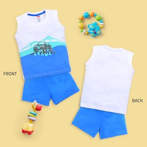 Image of LuvLap Baby Boys 100% Cotton Sleeveless Boys Tank Top & Shorts Set Pack of 3